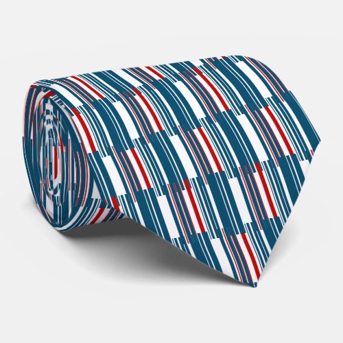 Red Blue White Stripes  Neck Tie