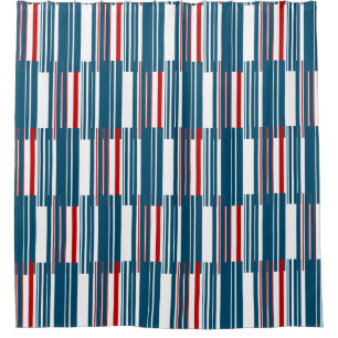 Red Blue White Stripes Shower Curtain