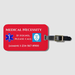 Red Blue White Text CPAP Luggage Tag
