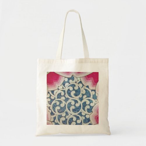 RED BLUE WHITE WAVES ABSTRACT SWIRLS TOTE BAG