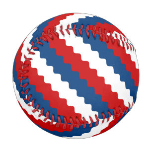 Red Blue White Wavy Stripes Baseball