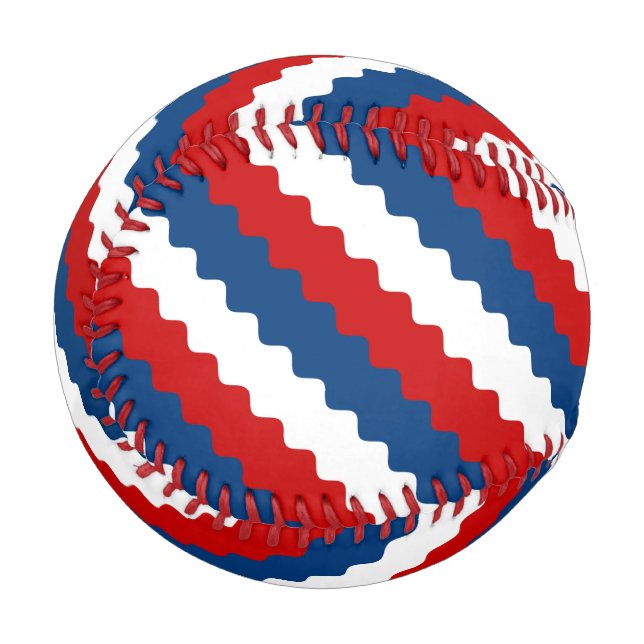 Red Blue White Wavy Stripes Baseball (Back Right)