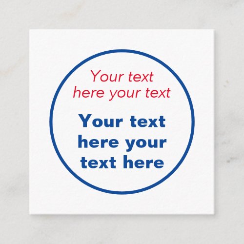 Red Blue White Your Text Here Replace Slogan Enclosure Card