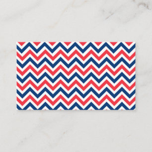 Red Blue White Zig Zag Lines Geometric Baseball Business Card