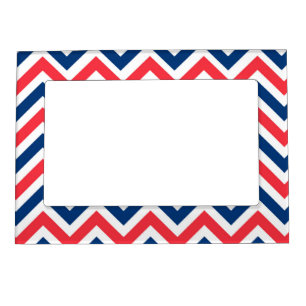 Red Blue White Zig Zag Lines Geometric Baseball Magnetic Frame