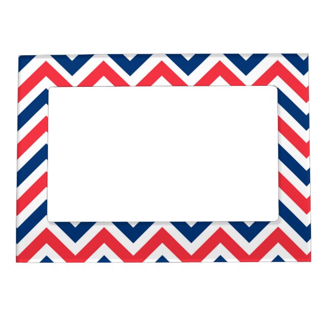 Red Blue White Zig Zag Lines Geometric Baseball Magnetic Frame (Front)