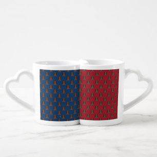 RED & BLUE WITH PATRIOTIC LIBERTY BELLS COFFEE MUG SET