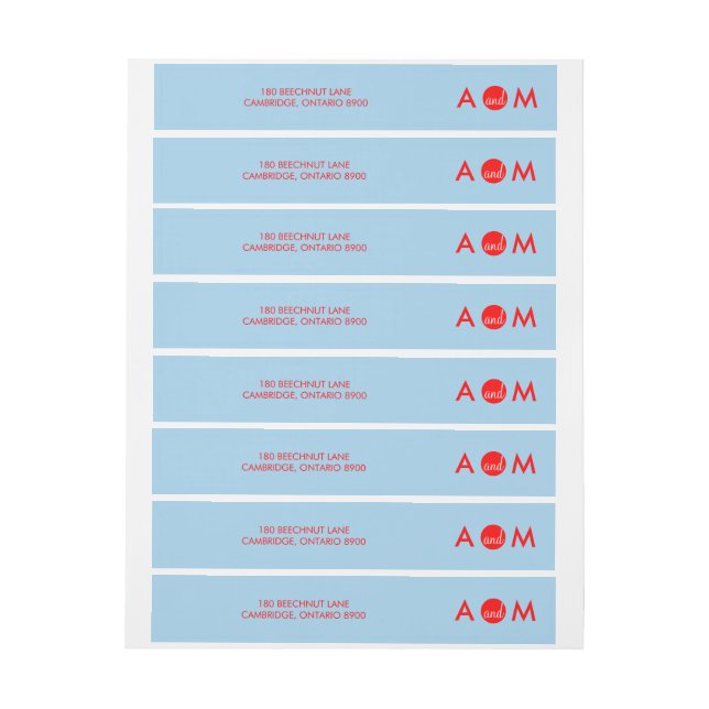 Red & Blue | Wrap Around Wedding Address Label (Sheet)