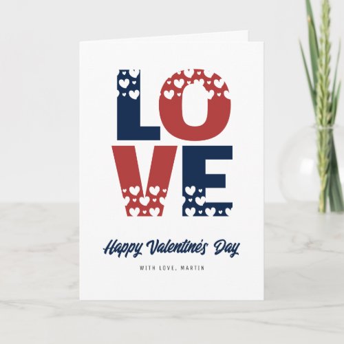 Red Blue XOXO Photo Valentines Day Card