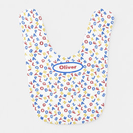 Red Blue Yellow ABC 123 Baby Bib