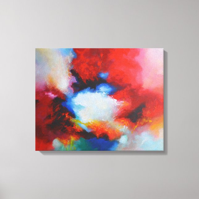 Red Blue Yellow Abstract Expressionism Painting Canvas Print (Front)