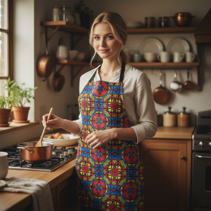 Red Blue Yellow African Tribal Geometric Pattern Apron