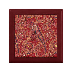 Red, Blue, Yellow and White Vintage Paisley Floral Gift Box