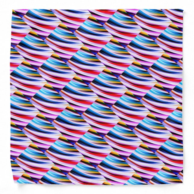 Red Blue Yellow Black Abstract Pattern Bandana (Front)