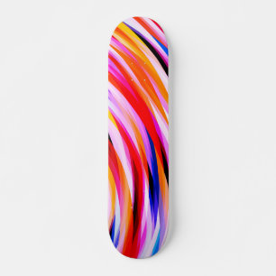 Red Blue Yellow Black Abstract Pattern Skateboard Deck