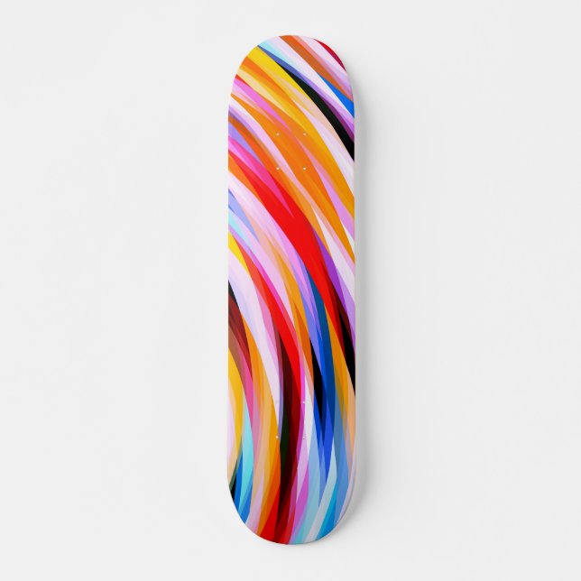 Red Blue Yellow Black Abstract Pattern Skateboard Deck (Front)