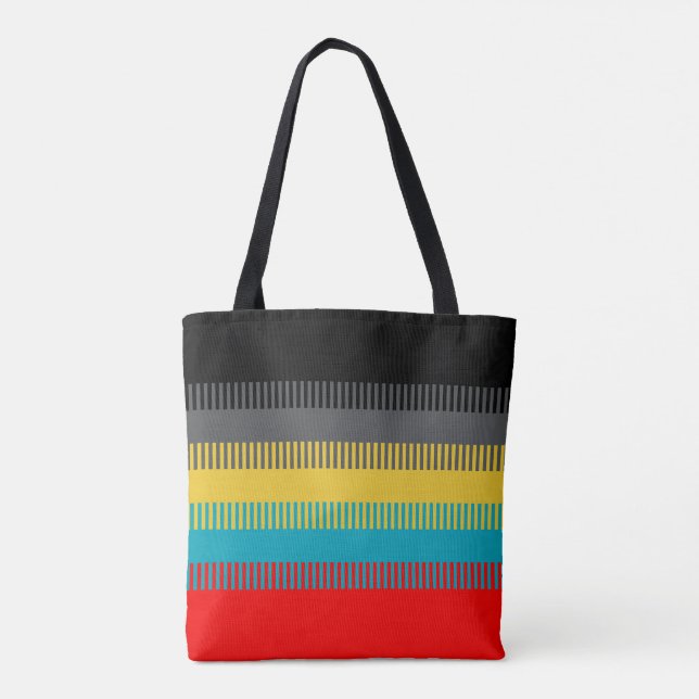 Red Blue Yellow Black Gray Abstract Unique Pattern Tote Bag (Back)