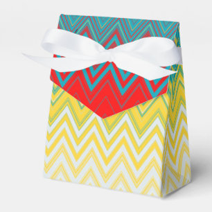 Red Blue Yellow Chic Unique Zigzag Pattern Favor Boxes
