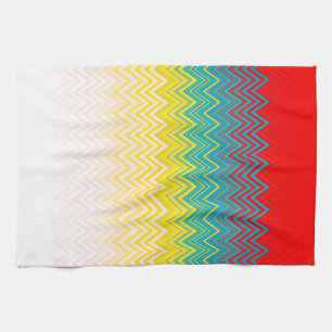 Red Blue Yellow Chic Unique Zigzag Pattern Kitchen Towel