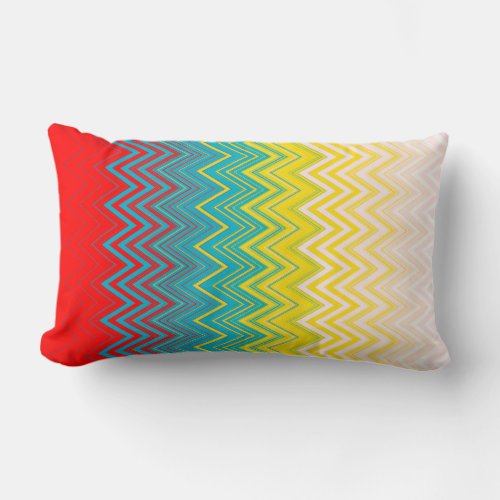 Red Blue Yellow Chic Unique Zigzag Pattern Lumbar Pillow