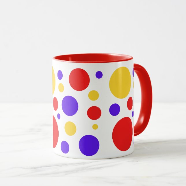 Red Blue Yellow Circles Dots Mug (Front Right)