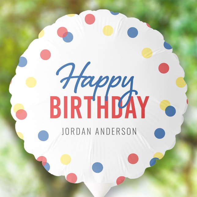 Red Blue Yellow Confetti Happy Birthday Balloon (Creator Uploaded)