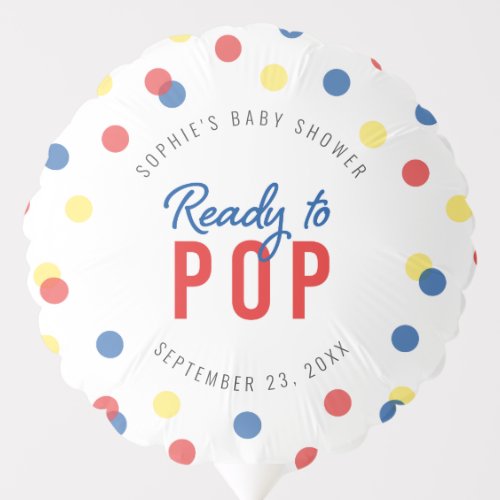 Red Blue Yellow Confetti Ready to Pop Baby Shower Balloon