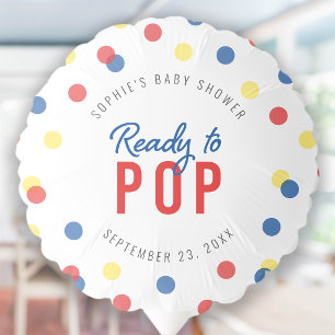 Red Blue Yellow Confetti Ready to Pop Baby Shower Balloon