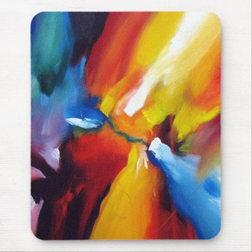 Red Blue Yellow Green Expressionist Abstract Art Mouse Pad