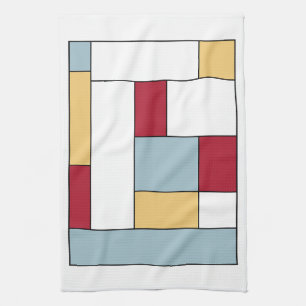 Red Blue Yellow Mid Century Retro Color Blocks Kitchen Towel