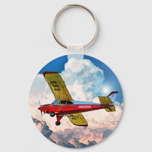 Red Blue Yellow Personal Aircraft With Your Name Keychain