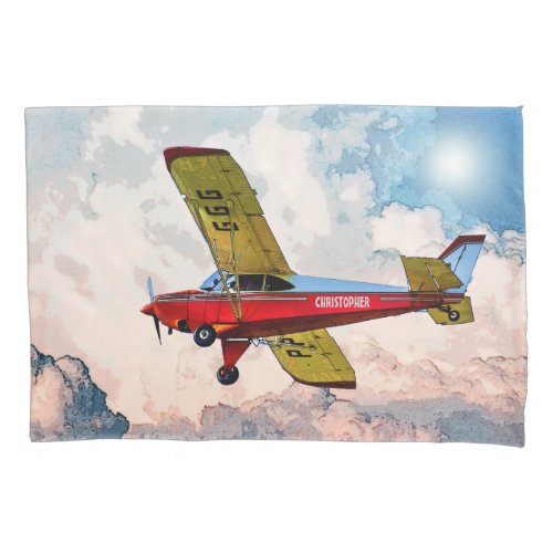 Red Blue Yellow Personal Aircraft With Your Name  Pillow Case