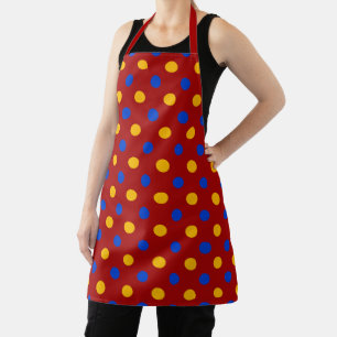 Red Blue Yellow Polka Dots Design Apron