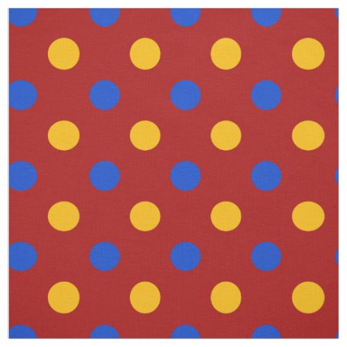 Red Blue Yellow Polka Dots Design  Fabric
