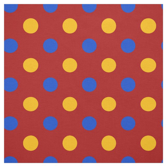 Red Blue Yellow Polka Dots Design  Fabric (Swatch)