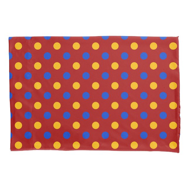 Red Blue Yellow Polka Dots Design  Pillow Case (Front)