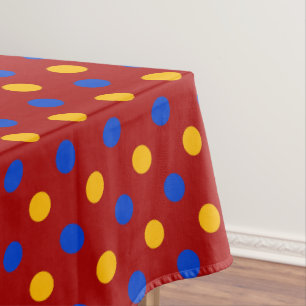 Red Blue Yellow Polka Dots Design  Tablecloth