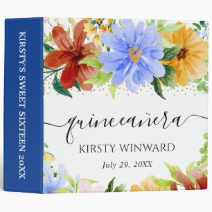 Red Blue Yellow Roses Quinceanera Photo Album 3 Ring Binder