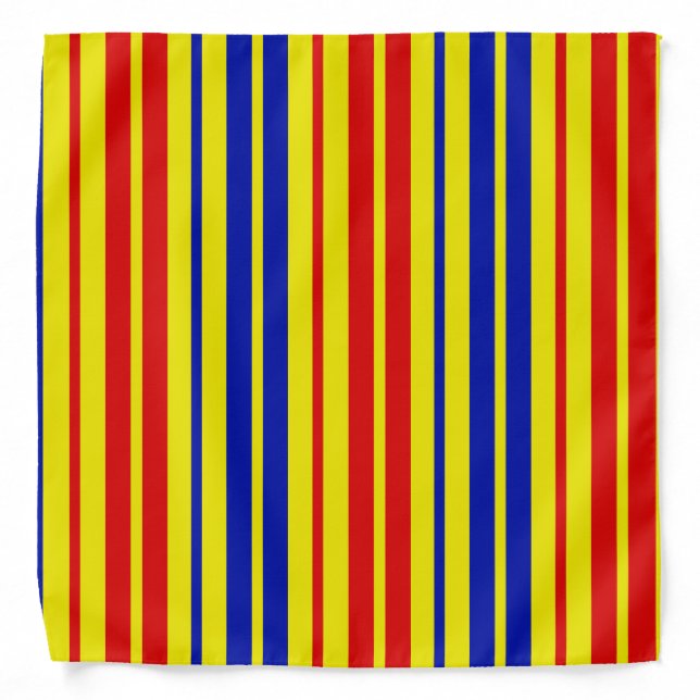 Red Blue Yellow Stripes Pattern Design  Bandana (Front)