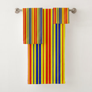 Red Blue Yellow Stripes Pattern Design Bath Towel Set