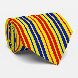 Red Blue Yellow Stripes Pattern Design Neck Tie