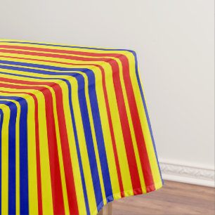 Red Blue Yellow Stripes Pattern Design  Tablecloth