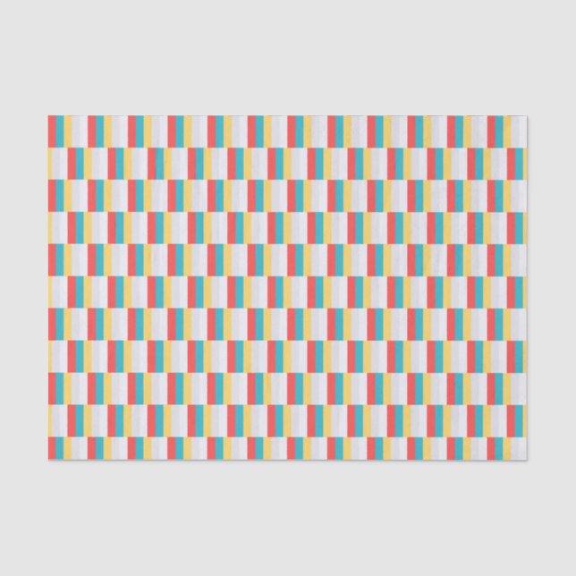 Red Blue Yellow Stripes  Tissue Paper (Front)
