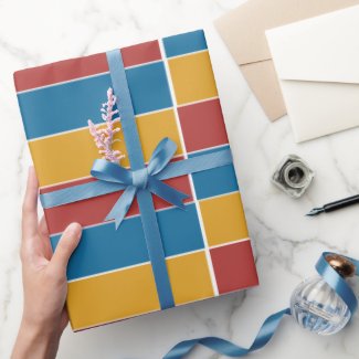 Red Blue Yellow Stripes Wrapping Paper