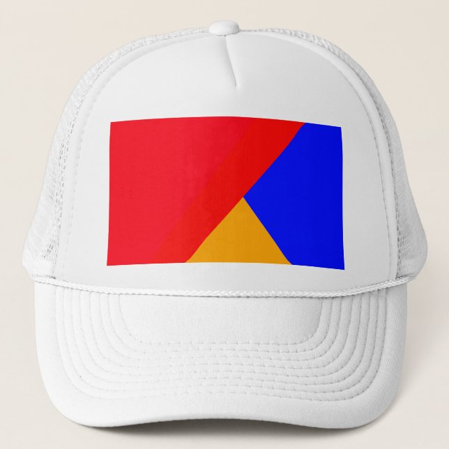 Red Blue yellow triangle abstract geometric  Trucker Hat (Front)