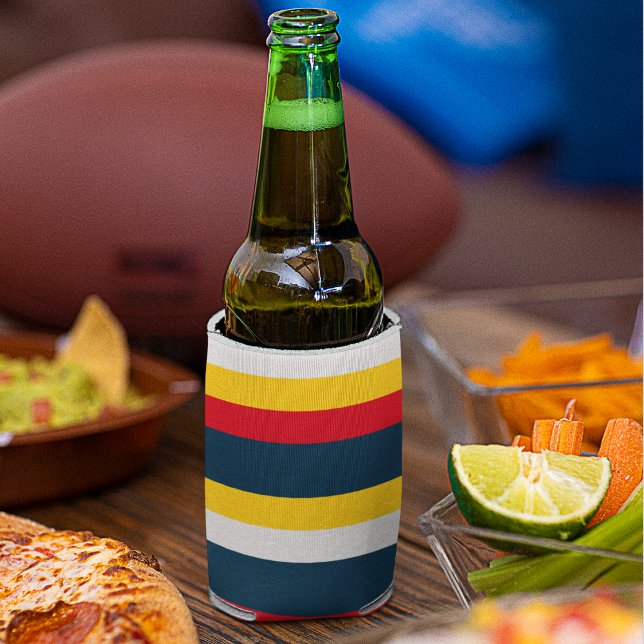 Red Blue Yellow Uniform Stripes Can Cooler (can cooler )