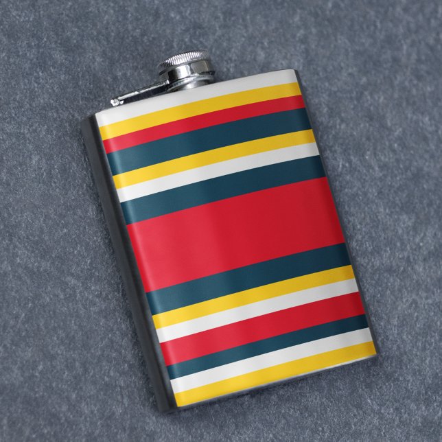 Red Blue Yellow Uniform Stripes Flask (flask)