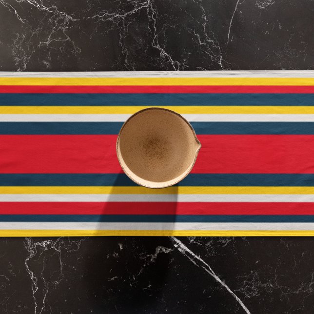 Red Blue Yellow Uniform Stripes Long Table Runner (table runner)