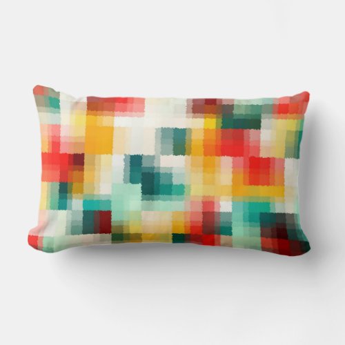 Red Blue Yellow White Abstract Pattern Lumbar Pillow