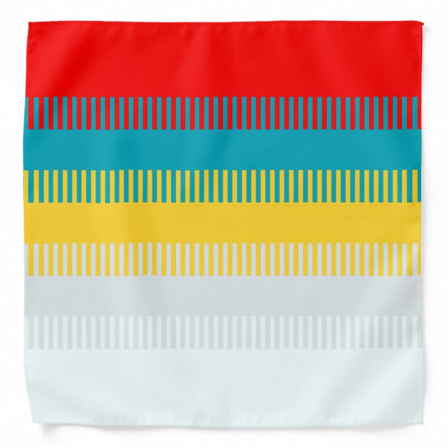 Red Blue Yellow White Gray Abstract Pattern Bandana (Front)